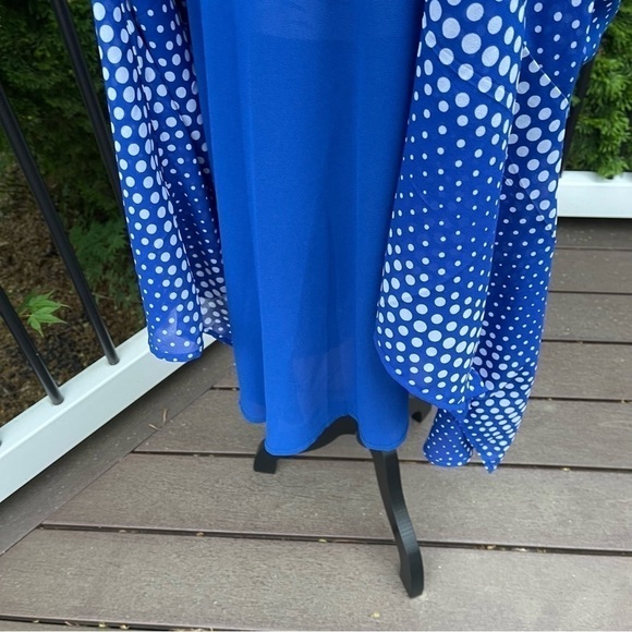 MICHAEL Kors Women's Blue Sleeveless Arailia Dot Asymmetrical Maxi Dress Size 8 - Picture 10 of 14